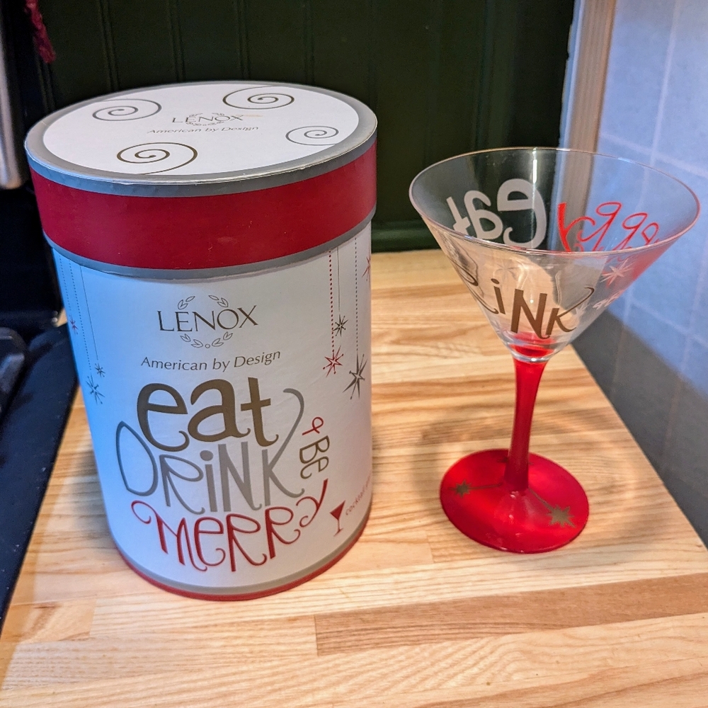 Lenox Eat Drink & Be Merry martini glass
